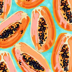 83 Oranges Big Papaya Watercolor Painting Shower Curtain