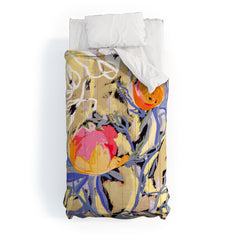 83 Oranges Blooms in The Butter Forest Comforter
