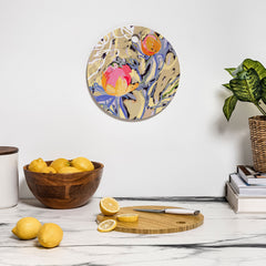 83 Oranges Blooms in The Butter Forest Cutting Board Round