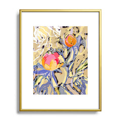 83 Oranges Blooms in The Butter Forest Metal Framed Art Print