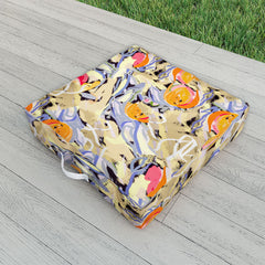 83 Oranges Blooms in The Butter Forest Outdoor Floor Cushion
