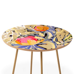83 Oranges Blooms in The Butter Forest Round Side Table