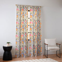 83 Oranges Blooms in The Butter Forest Sheer Window Curtain