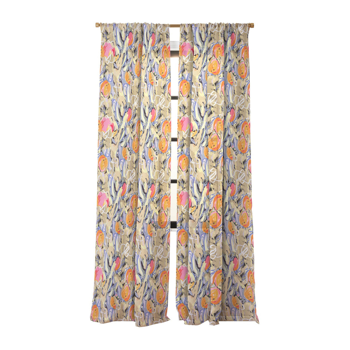 83 Oranges Blooms in The Butter Forest Sheer Window Curtain