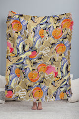 83 Oranges Blooms in The Butter Forest Throw Blanket