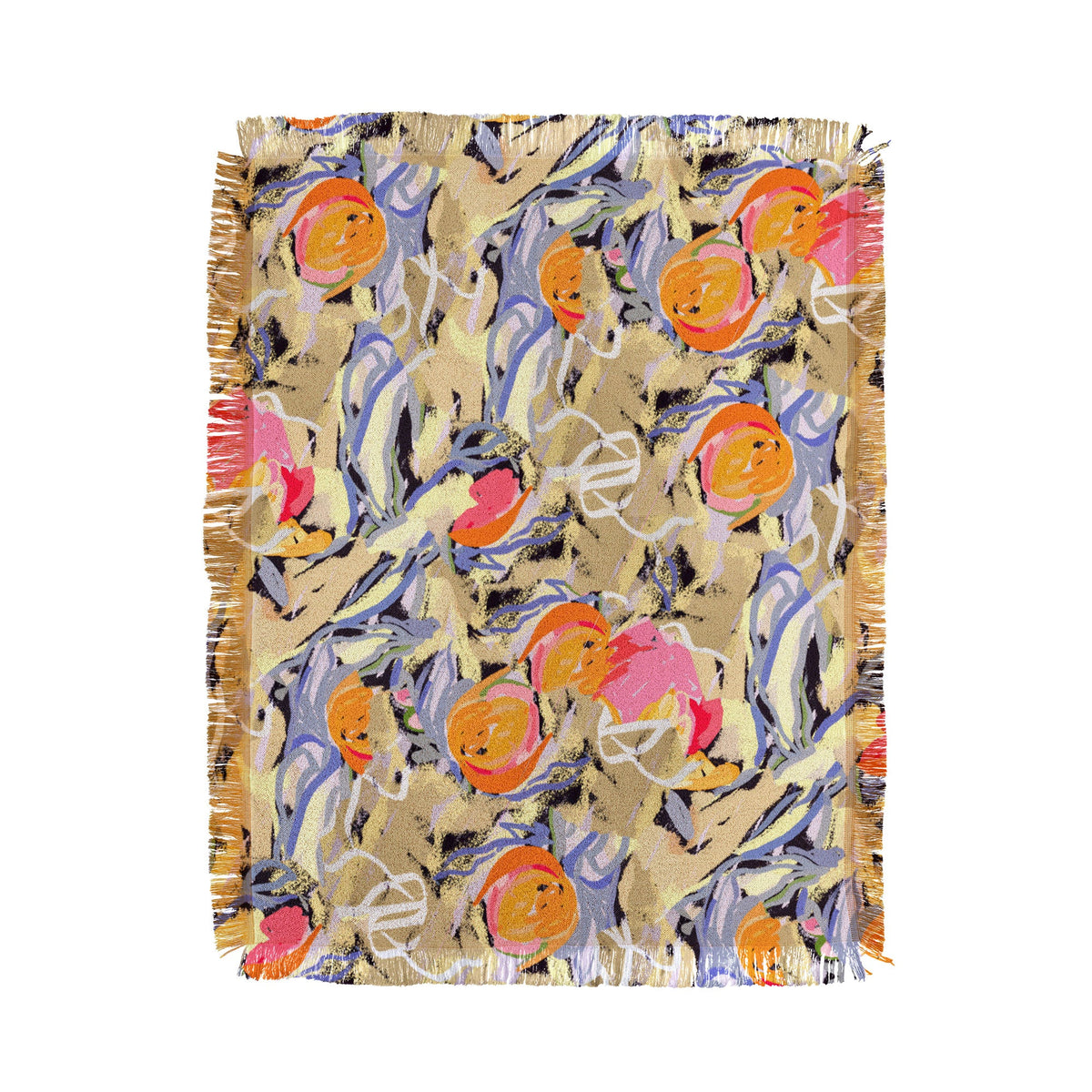 83 Oranges Blooms in The Butter Forest Throw Blanket