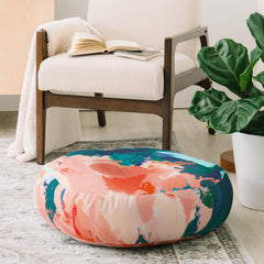83 Oranges Blossomed Garden Floor Pillow Round
