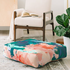 83 Oranges Blossomed Garden Floor Pillow Square