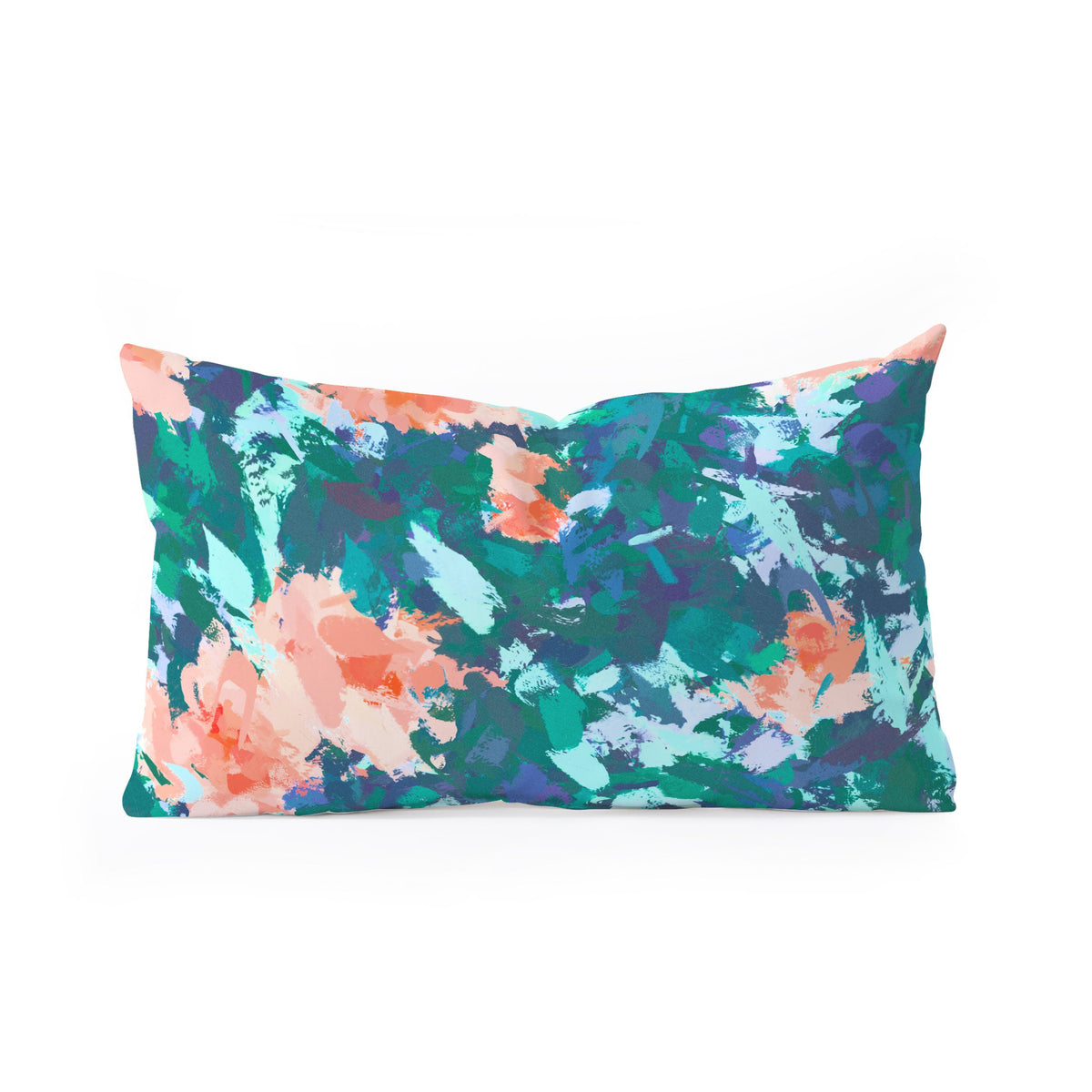 83 Oranges Blossomed Garden Oblong Throw Pillow