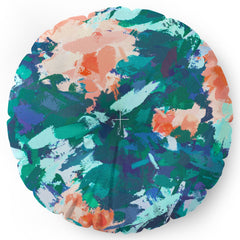 83 Oranges Blossomed Garden Floor Pillow Round