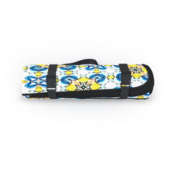 83 Oranges Blue and Yellow Tribal Outdoor Blanket