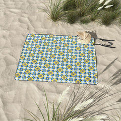 83 Oranges Blue and Yellow Tribal Outdoor Blanket