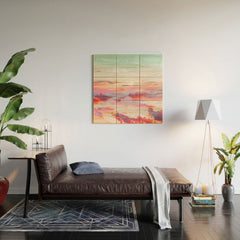 83 Oranges Blush Clouds Wood Wall Mural