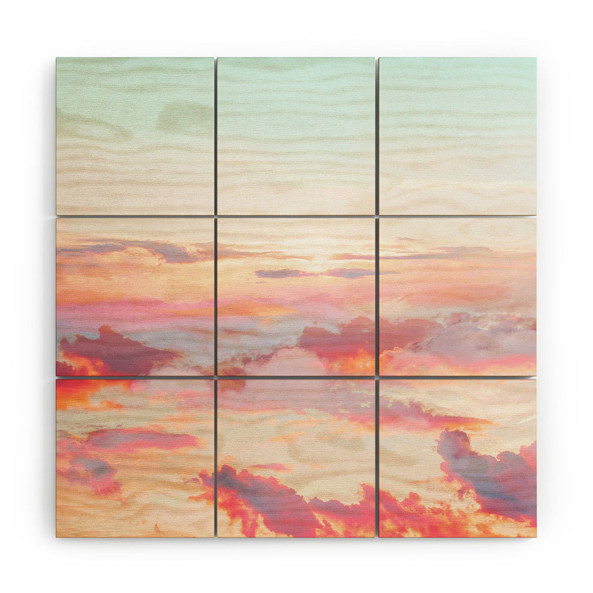 83 Oranges Blush Clouds Wood Wall Mural