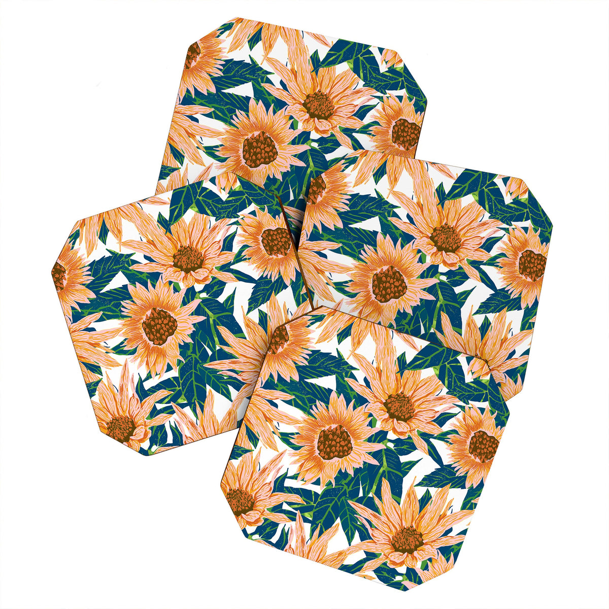 83 Oranges Blush Sunflowers Coaster Set