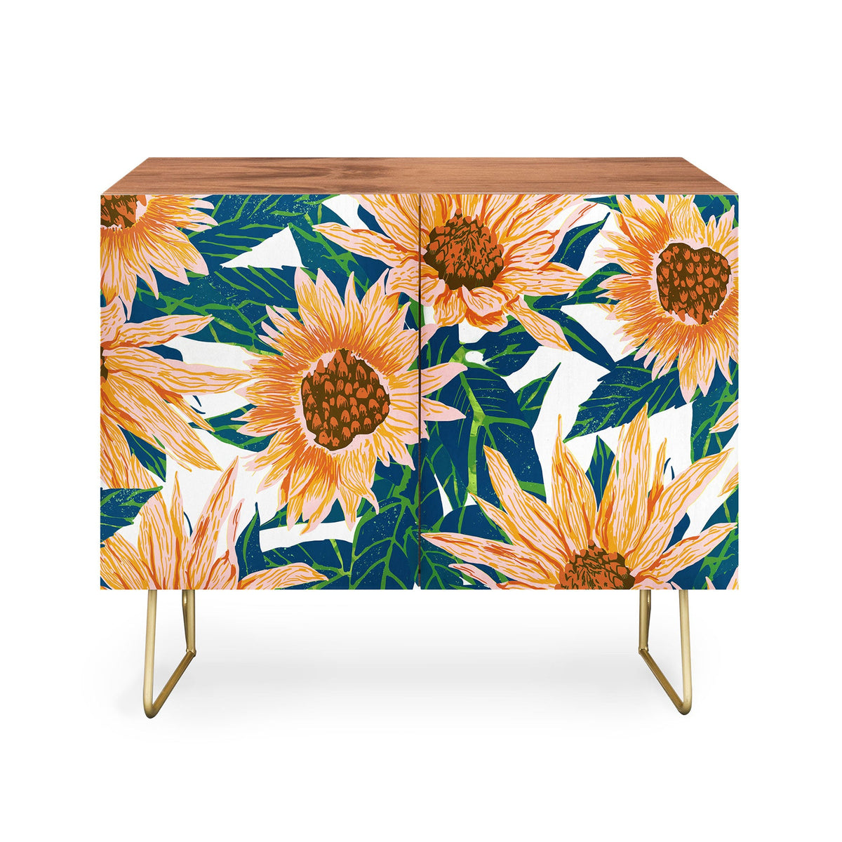 83 Oranges Blush Sunflowers Credenza