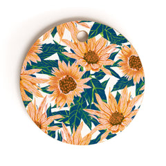 83 Oranges Blush Sunflowers Cutting Board Round