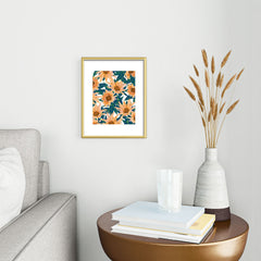 83 Oranges Blush Sunflowers Metal Framed Art Print