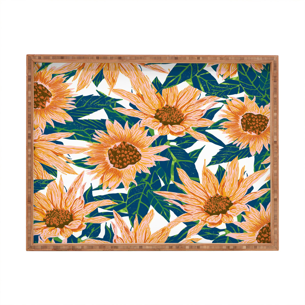 83 Oranges Blush Sunflowers Rectangular Tray