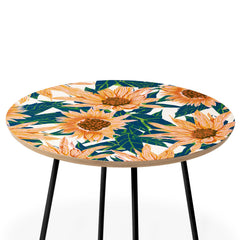 83 Oranges Blush Sunflowers Round Side Table