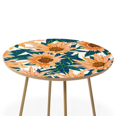 83 Oranges Blush Sunflowers Round Side Table
