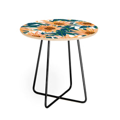 83 Oranges Blush Sunflowers Round Side Table
