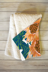 83 Oranges Blush Sunflowers Fleece Throw Blanket