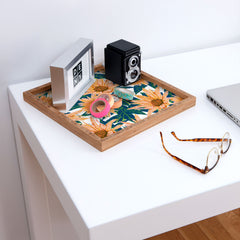 83 Oranges Blush Sunflowers Square Tray