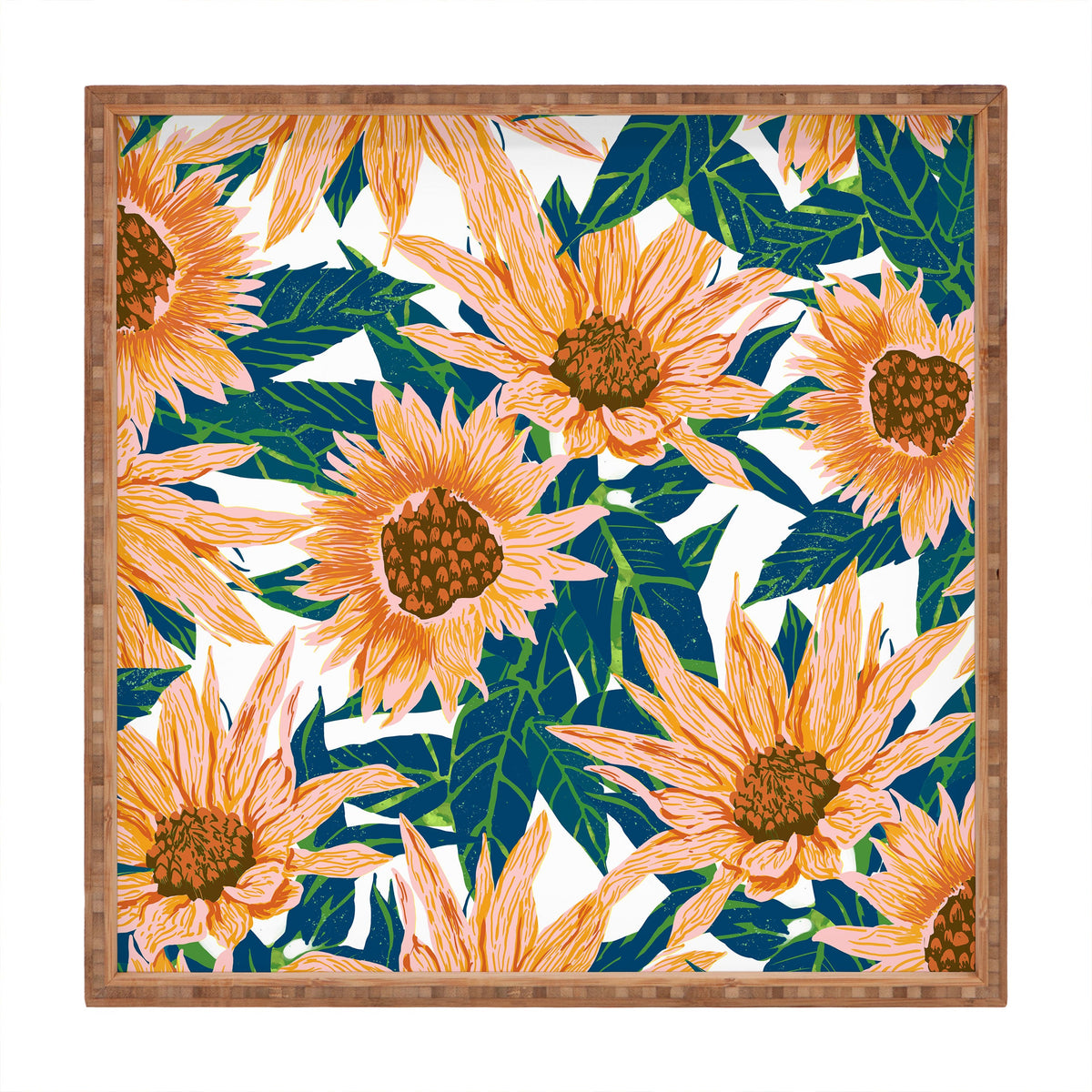 83 Oranges Blush Sunflowers Square Tray