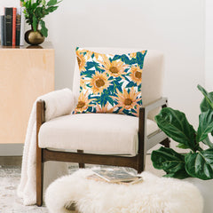 83 Oranges Blush Sunflowers Throw Pillow
