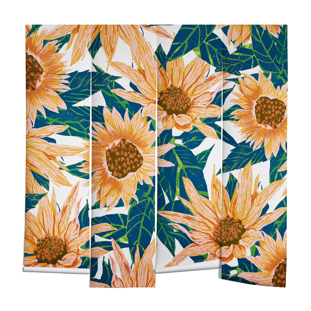 83 Oranges Blush Sunflowers Wall Mural