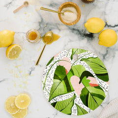 83 Oranges Blushing Leaves Cutting Board Round