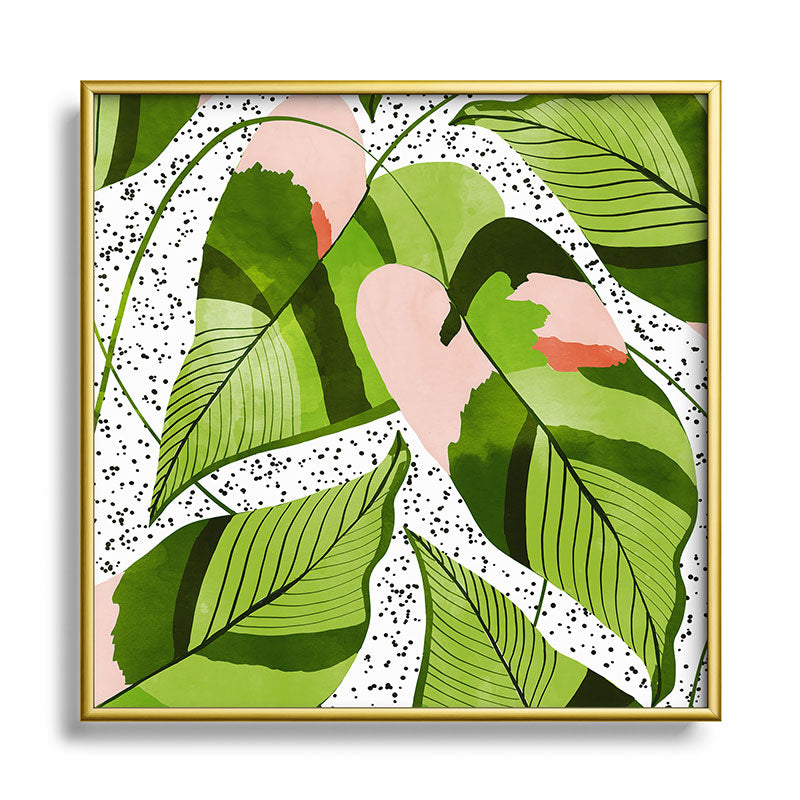 83 Oranges Blushing Leaves Square Metal Framed Art Print