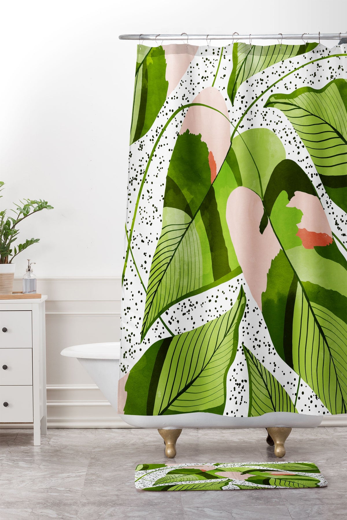 83 Oranges Blushing Leaves Shower Curtain And Mat
