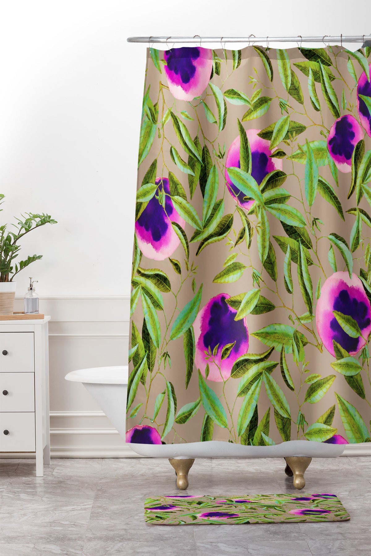 83 Oranges Bon Vivant Shower Curtain And Mat