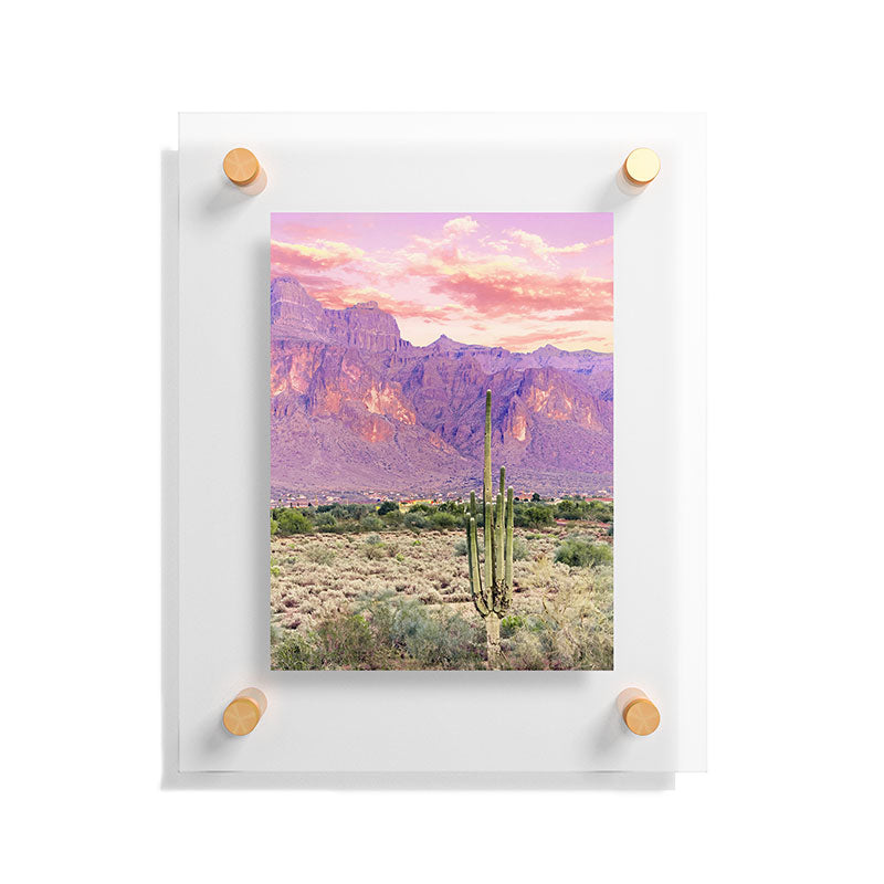 83 Oranges Cactus Sunset Floating Acrylic Print