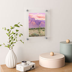 83 Oranges Cactus Sunset Floating Acrylic Print
