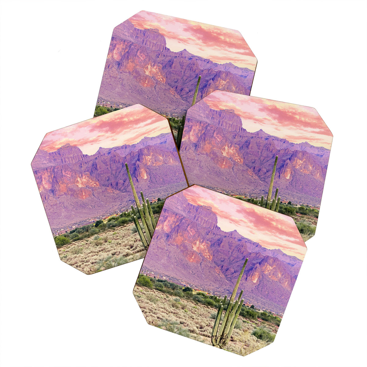 83 Oranges Cactus Sunset Coaster Set