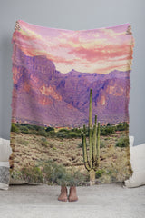 83 Oranges Cactus Sunset Throw Blanket
