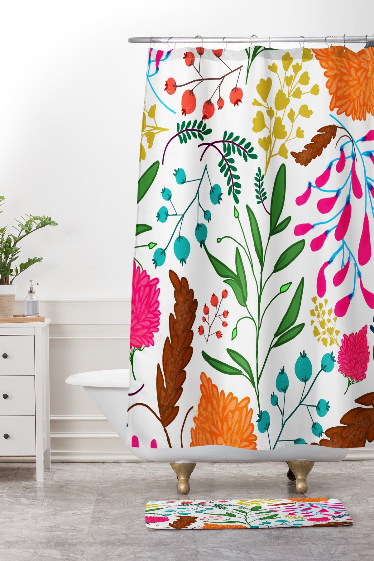 83 Oranges Charm Shower Curtain And Mat