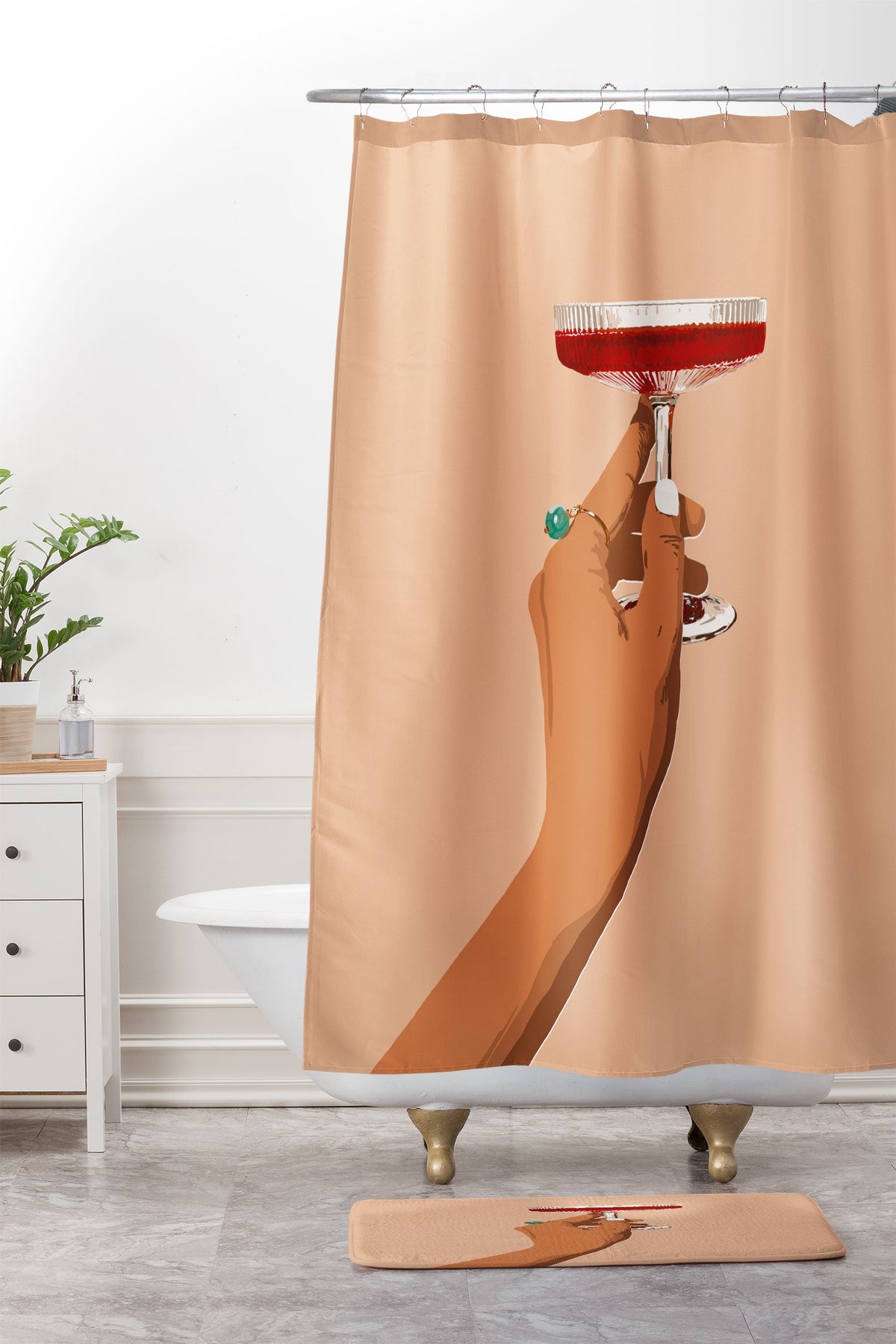 83 Oranges Cheers to Love Shower Curtain And Mat