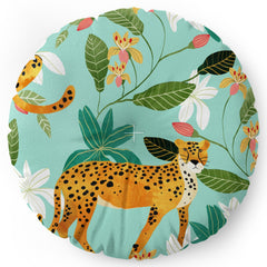 83 Oranges Cheetah Jungle Floor Pillow Round