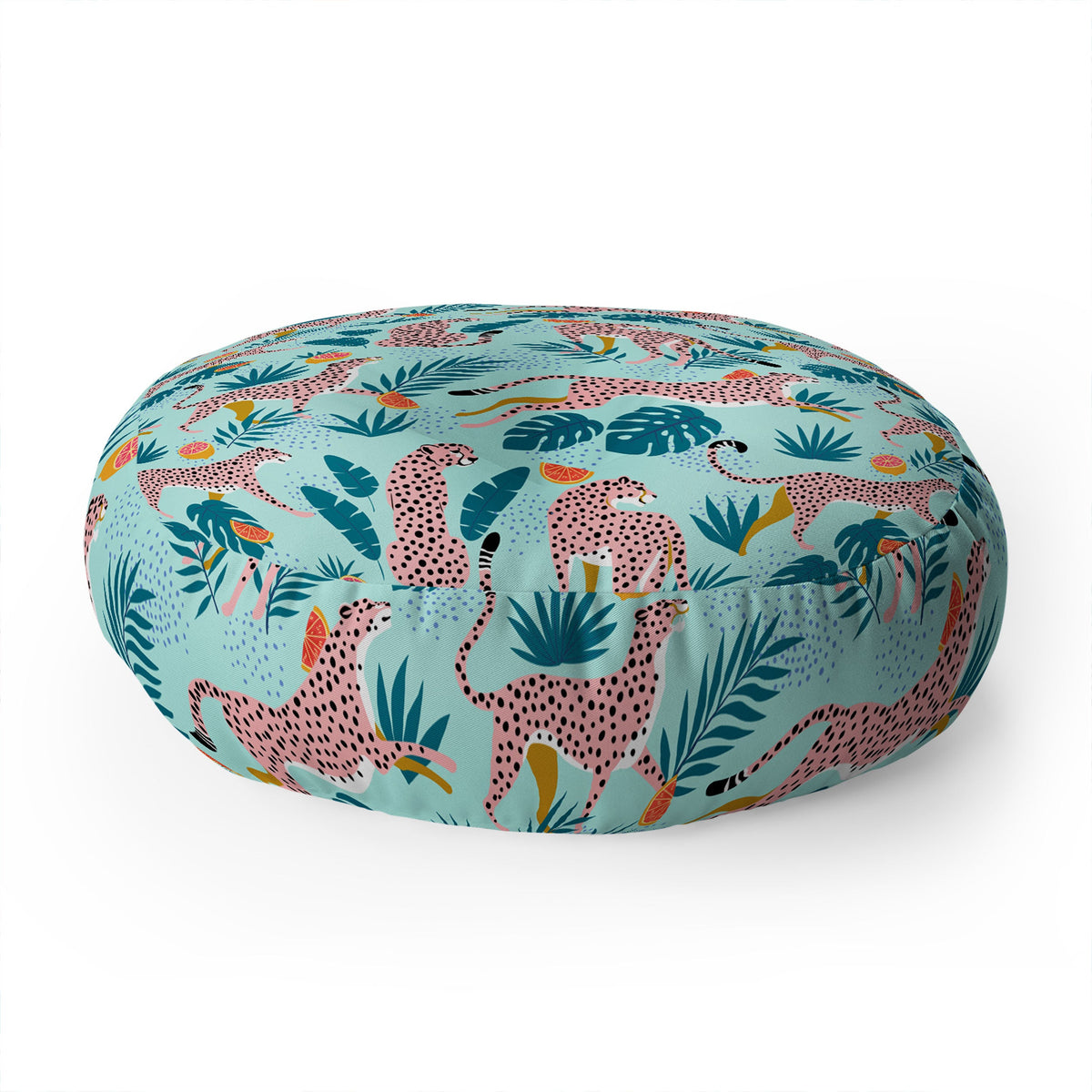 83 Oranges Cheetahs In Grapefruit Grove Floor Pillow Round