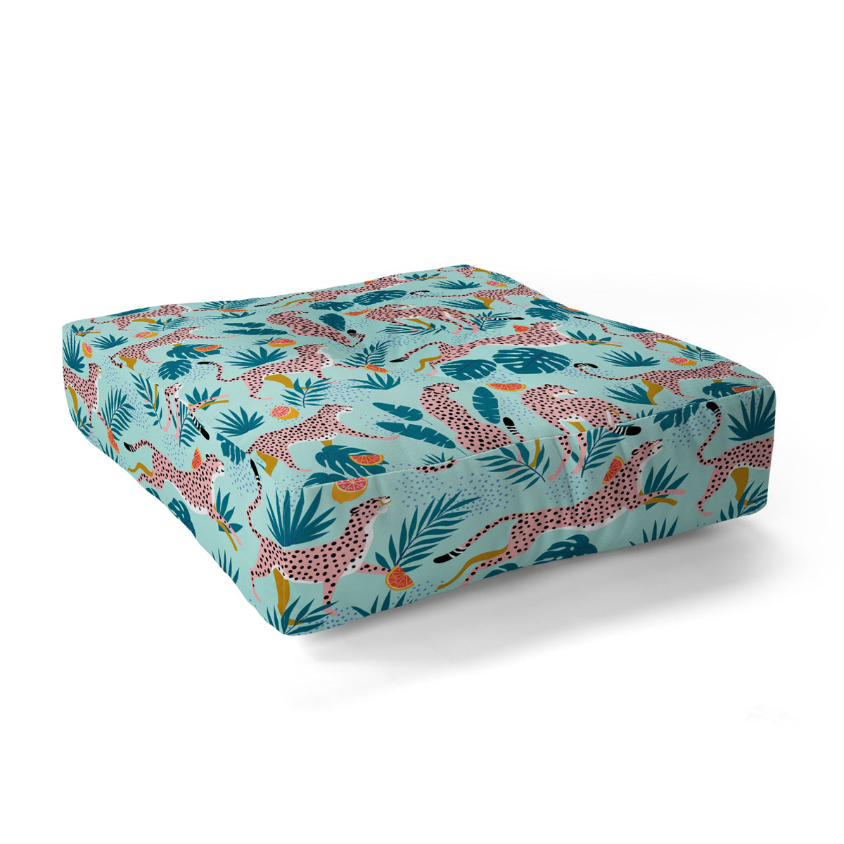 83 Oranges Cheetahs In Grapefruit Grove Floor Pillow Square