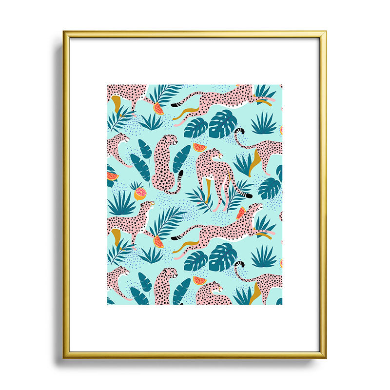 83 Oranges Cheetahs In Grapefruit Grove Metal Framed Art Print