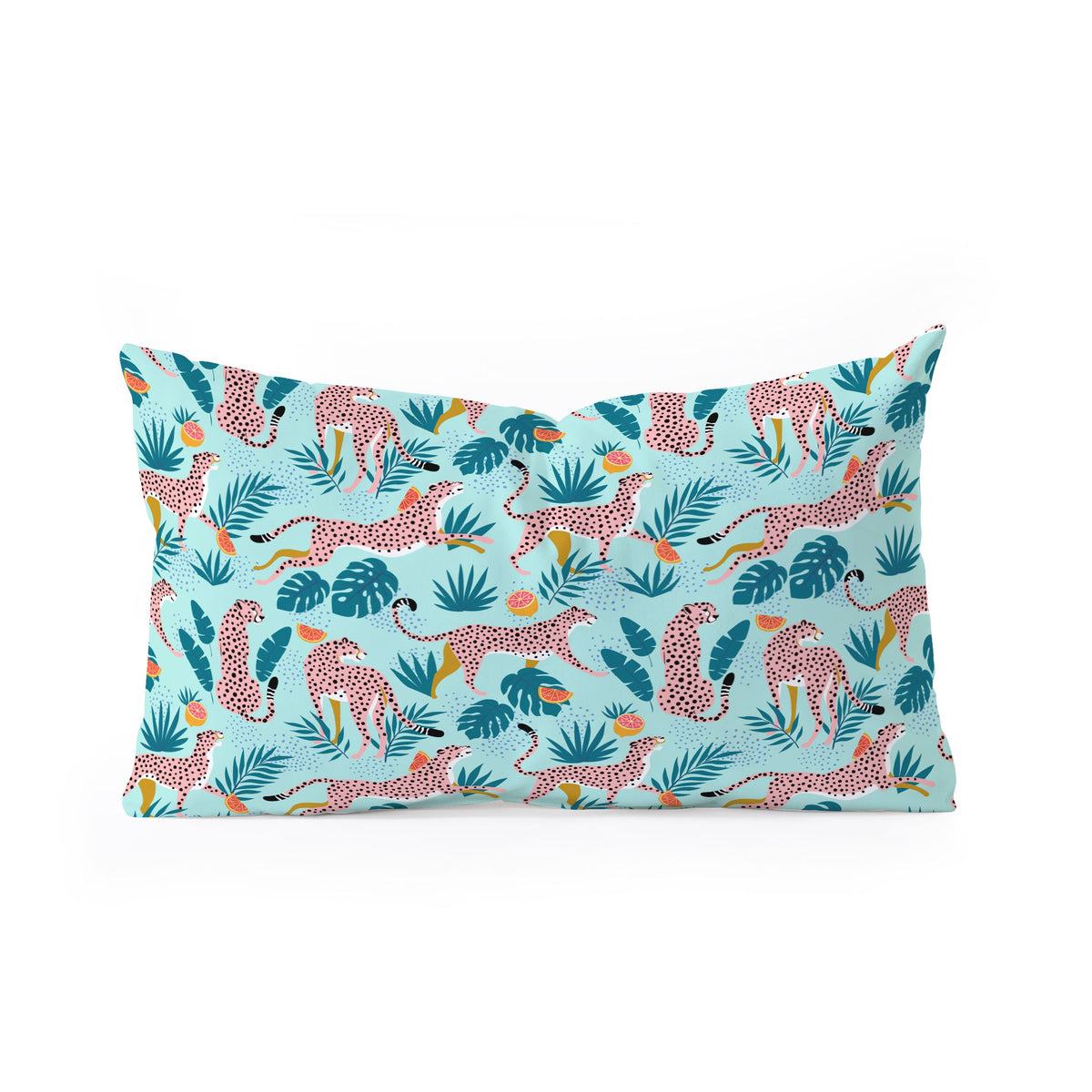83 Oranges Cheetahs In Grapefruit Grove Oblong Throw Pillow