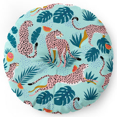 83 Oranges Cheetahs In Grapefruit Grove Floor Pillow Round