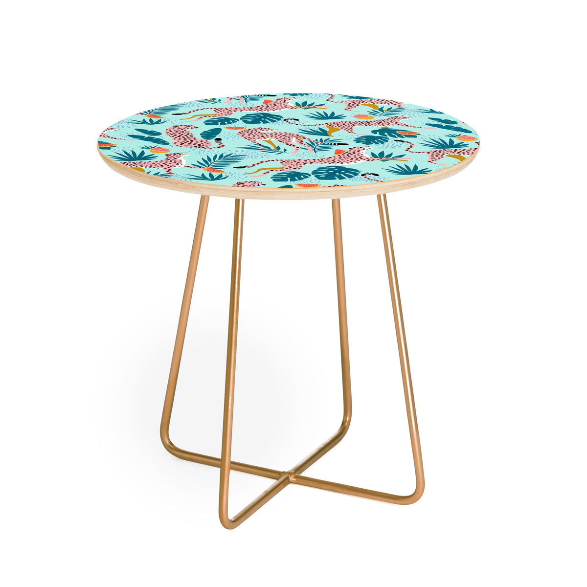 83 Oranges Cheetahs In Grapefruit Grove Round Side Table