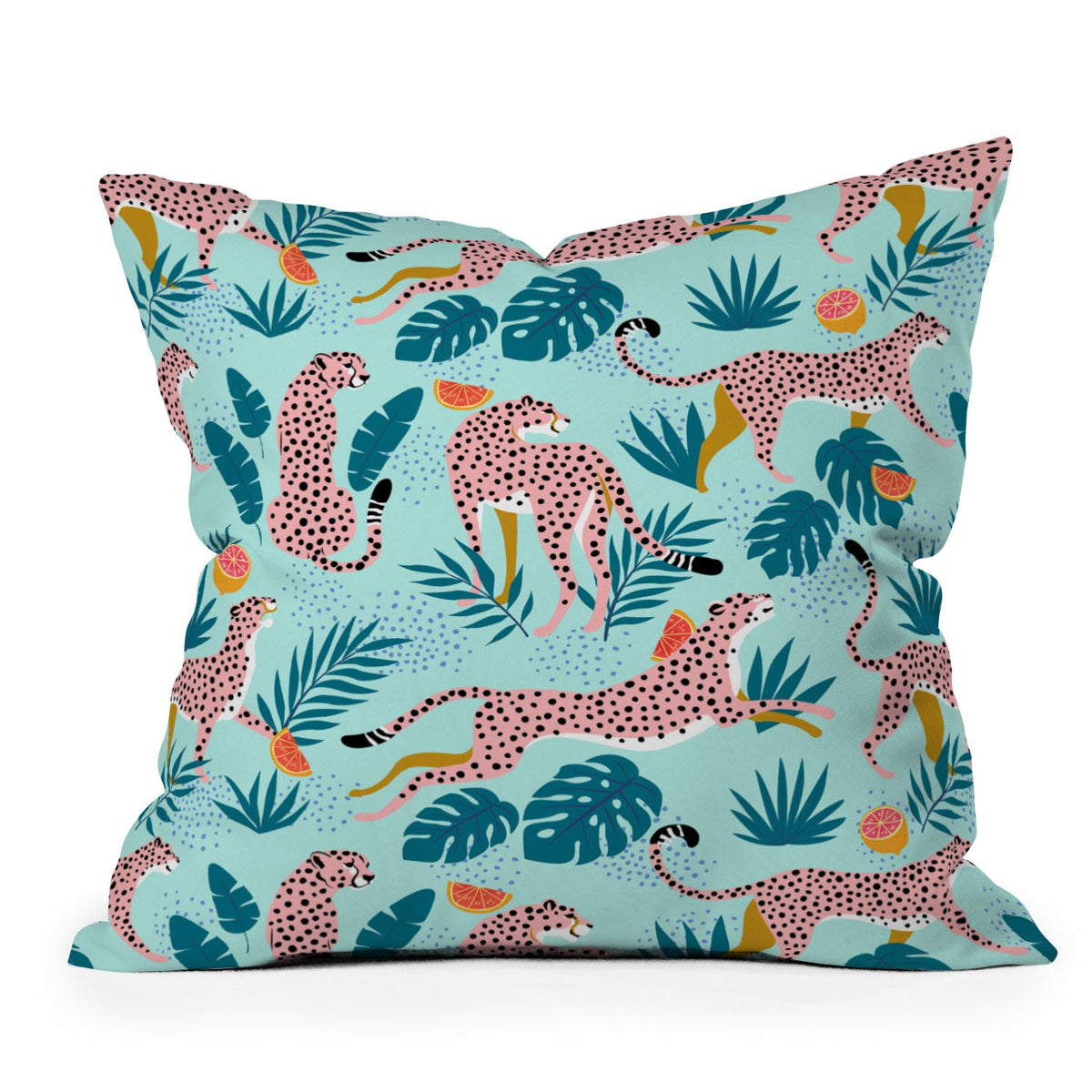 83 Oranges Cheetahs In Grapefruit Grove Outdoor Throw Pillow