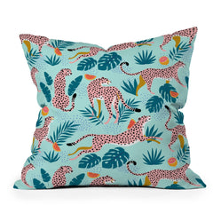83 Oranges Cheetahs In Grapefruit Grove Outdoor Throw Pillow